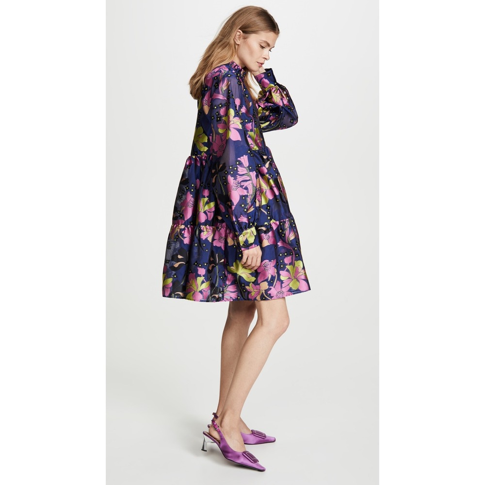 NWT Stine Goya Jasmine Dress Daffodil Indigo Size XS Blue Pink‎ Tiered Mini Chic